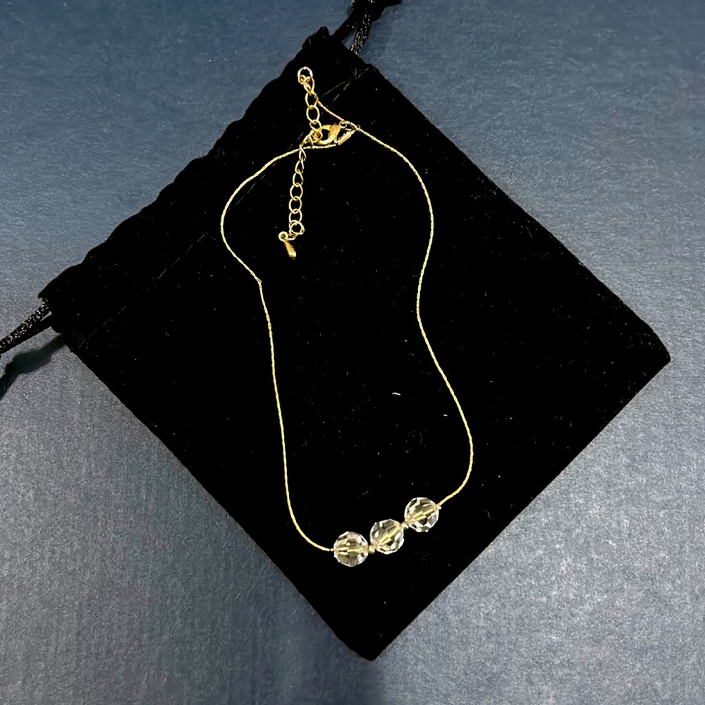 Dainty Gold & Crystal Bead Necklace